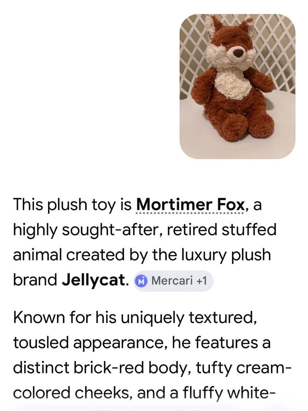 Jellycat Mortimer Fox Plush - Brick-Red & Cream